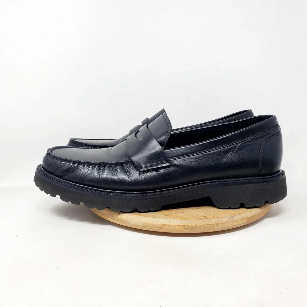 Cole Haan American Classics Penny Loafer Mens 10.5 Black Leather Chunky Lug Shoe